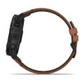   Garmin Fenix 6X  SAPPHIRE Black DLC with Chestnut Leather Band