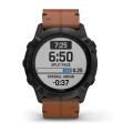   Garmin Fenix 6X  SAPPHIRE Black DLC with Chestnut Leather Band