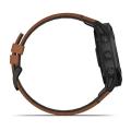   Garmin Fenix 6X  SAPPHIRE Black DLC with Chestnut Leather Band
