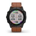   Garmin Fenix 6X  SAPPHIRE Black DLC with Chestnut Leather Band