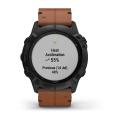   Garmin Fenix 6X  SAPPHIRE Black DLC with Chestnut Leather Band