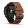   Garmin Fenix 6X  SAPPHIRE Black DLC with Chestnut Leather Band